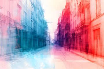 Fototapeta premium Abstract Illustration Cityscape Architecture Buildings Modern Urban Design
