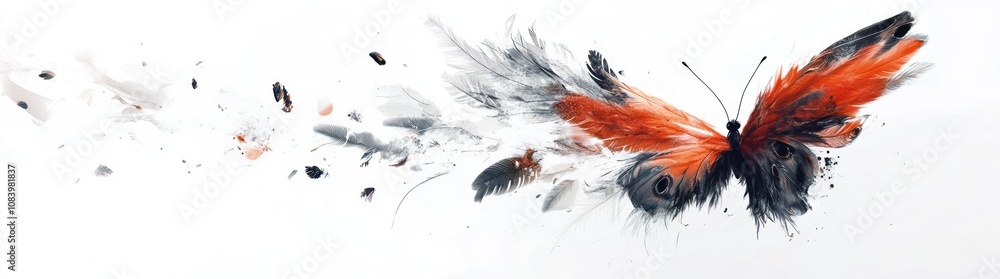 Poster a vibrant butterfly illustration with dynamic splashes of color.