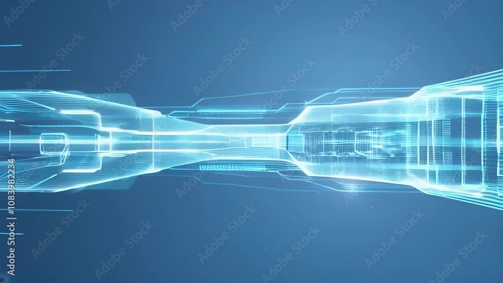 Poster premium abstract digital tunnel blue animation with dynamic motion effects and futuristic technology