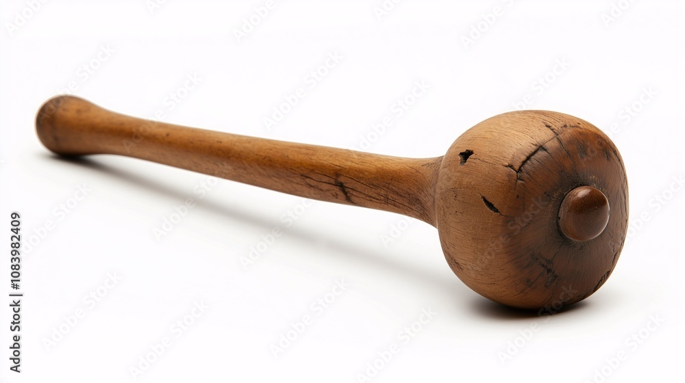 Poster isolated wooden cane on white background showcasing unique grain patterns and textures for creative 