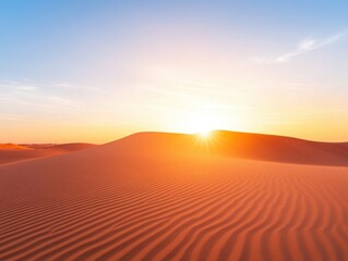 serene desert landscape at sunset with gentle sand dunes