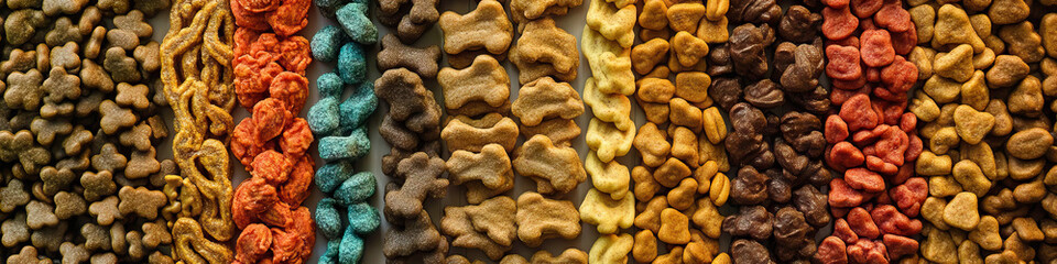 Fototapeta premium Canine Confectionary: A brightly-lit wall of dog treats, showcasing various flavors and shapes.