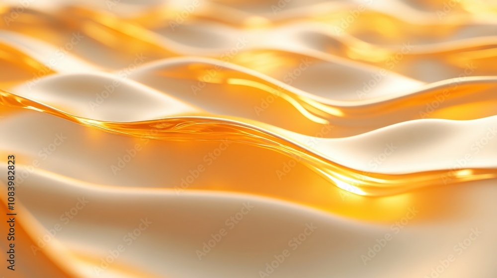 Poster abstract waves of golden liquid creating a smooth and fluid texture