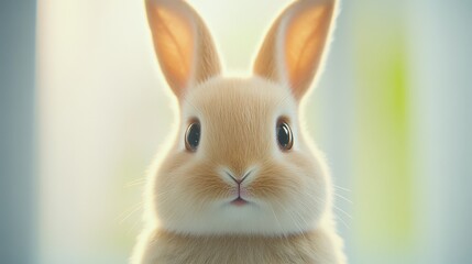 Obraz premium adorable fluffy rabbit with big eyes looking curiously