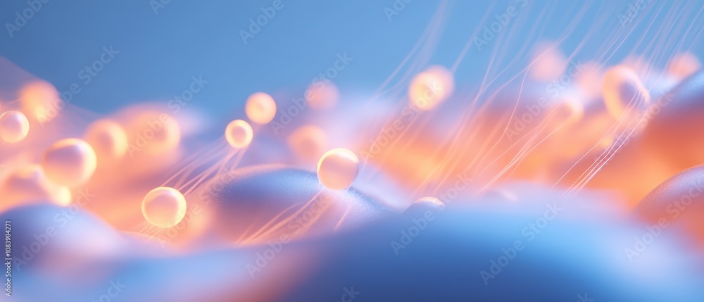 Poster abstract representation of glowing particles and soft textures