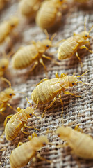 Naklejka premium Realistic Image Bed Bugs on Fabric Surface