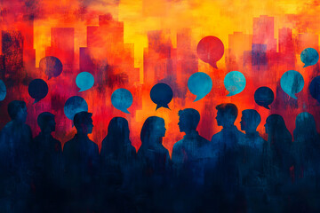 Illustration - City Conversation Abstract Art