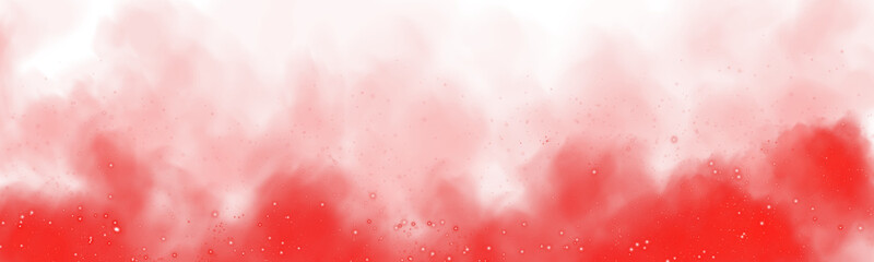 Fototapeta premium Fantastic red smoke background. Magic red smoke with glitter and small particles of twinkling stars. Fog with luminous particles. Red vapor with stardust. Morning fog over land or water surface, magic