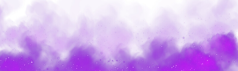 Obraz premium Fantastic purple smoke background. Magic purple smoke with glitter and small particles of twinkling stars. Fog with luminous particles. Purple vapor with stardust. Morning fog over land or water surfa