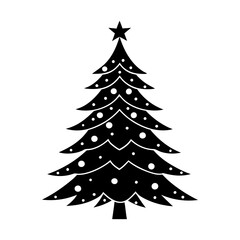 Obraz premium Christmas Tree Silhouette Vector Illustration on White Background – Festive Holiday Graphic Design