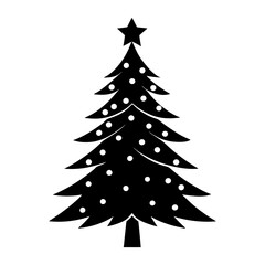 Obraz premium Christmas Tree Silhouette Vector Illustration on White Background – Festive Holiday Graphic Design