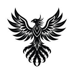Obraz premium Tribal Eagle Tattoo Vector - Majestic Winged Predator Design, Powerful Silhouette & Detailed Line Art