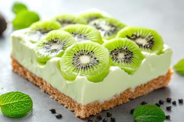 Fresh Kiwi Dessert on a Light Gray Background