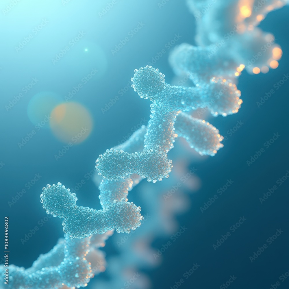 Poster abstract representation of molecular structures with a soft focus and glowing effects