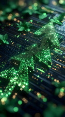 Fototapeta premium 3D Illustration Green Christmas Trees Growth on Circuit Board