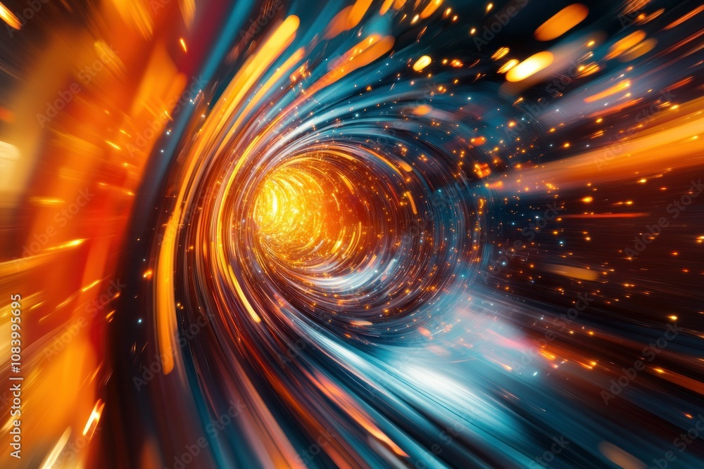 Poster abstract light tunnel with dynamic motion effects