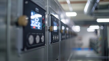 Fototapeta premium temperature control using air conditioning units, with digital displays showing settings