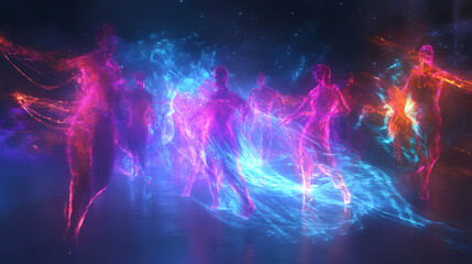 Fototapeta premium Ethereal dance. light painting concept. Galactic. Illustration