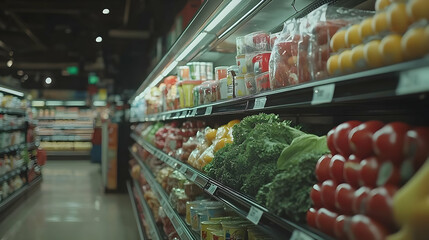 Fototapeta premium Photo Grocery Store Fresh Produce Aisle