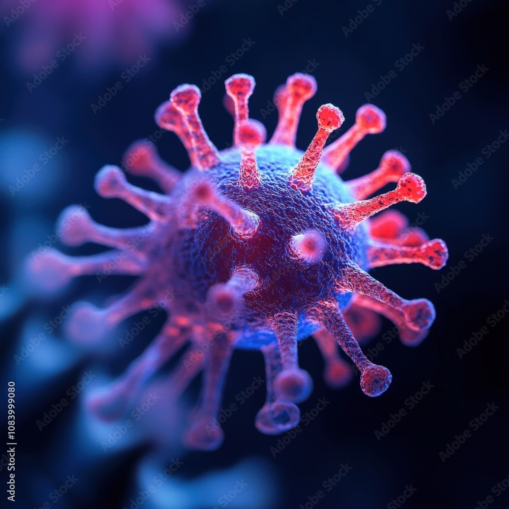 Aufkleber microscopic view of a virus illustrating its structure and features