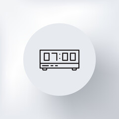 Fototapeta premium Minimalist desk clock icon with seven o'clock in the morning in a circle on a light gray background.