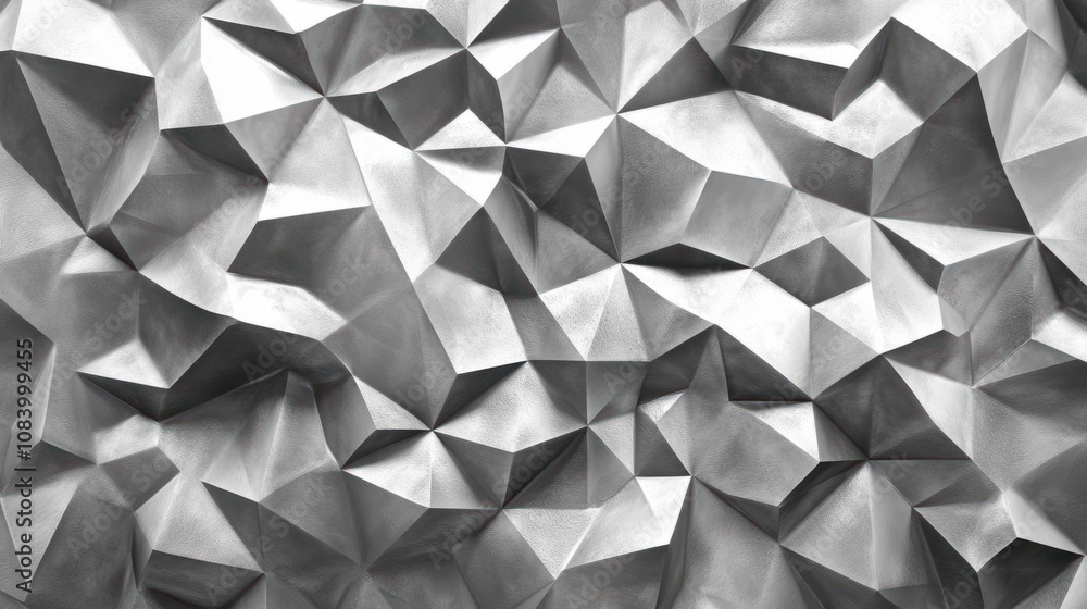 Aufkleber 3d metallic geometric pattern with hexagonal shapes, shiny and reflective surface in silver
