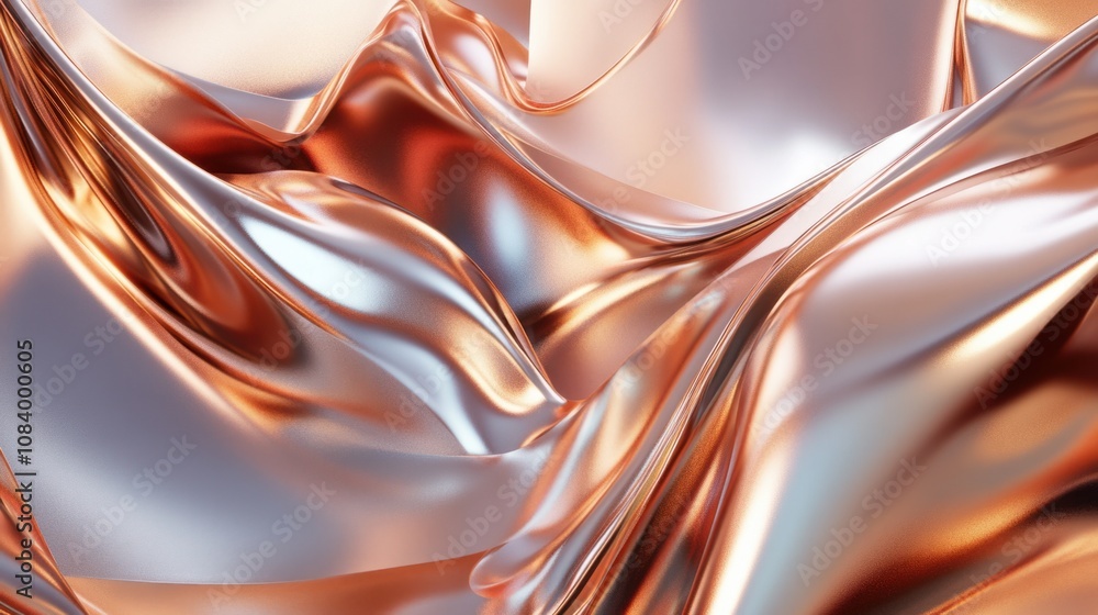 Poster 3d metallic surface with overlapping sheets and soft reflections, sleek and modern design