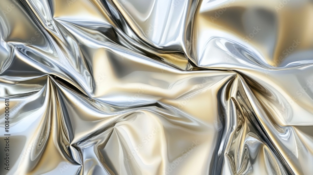 Poster 3d metallic surface with overlapping sheets and soft reflections, sleek and modern design