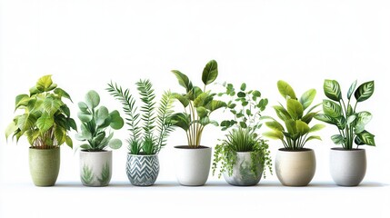 Fototapeta premium Stunning Collection of Houseplants in Stylish Pots - Interior Design and Home Decor Stock Photo