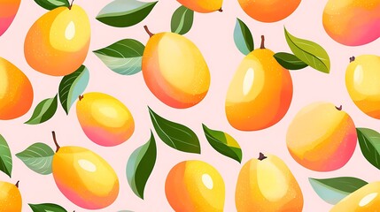 Obraz premium Colorful Pastel Mangoes Pattern Background