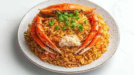 Delicious Thai Fried Rice with Fresh Crab Meat