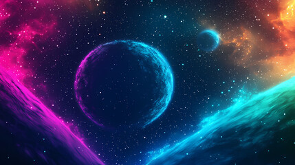 Fototapeta premium Abstraction, colorful neon background. Galactic. Illustration