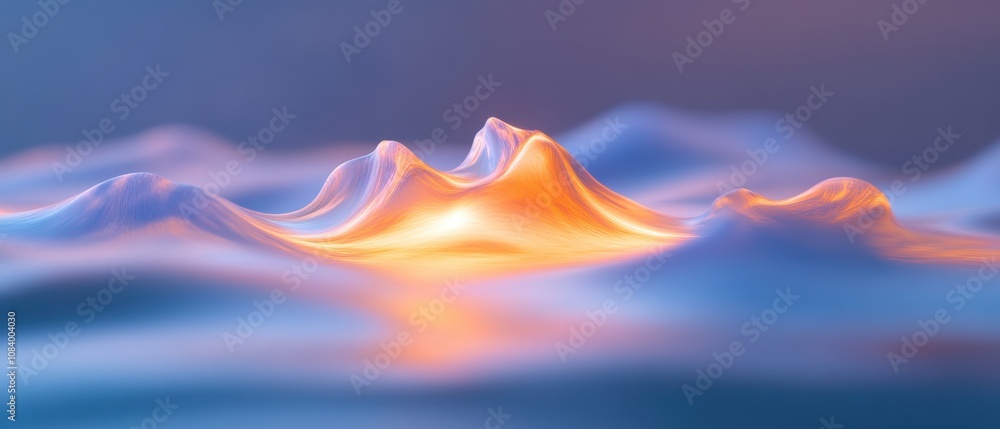 Poster abstract waves with glowing highlights create a serene atmosphere