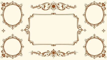 A collection of elegant and ornate vintage frames in vector format, perfect for adding a touch of classic charm to your designs, ornate, borders
