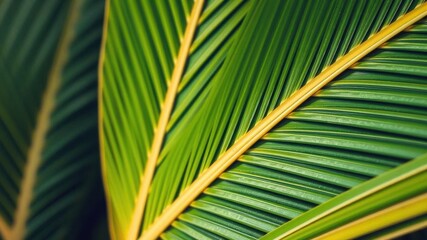 Close up of a vibrant green palm leaf texture, showcasing intricate patterns and natural beauty, tropical leaves, texture