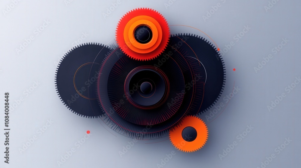 Poster abstract gears and cogs in vibrant colors for design and technology themes