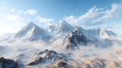 Obraz premium Snowy Mountain Range 3D Render
