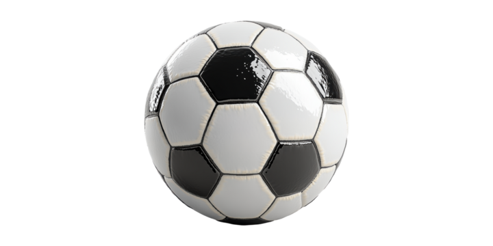 Black and White Soccer Ball Isolated on Transparent Background