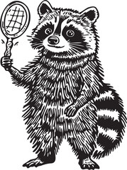 Obraz premium funny illustration of raccoon with mirror