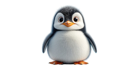 Fototapeta premium Adorable Penguin Standing Isolated on Transparent Background