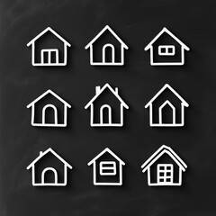 Fototapeta premium various house icons on a chalkboard background