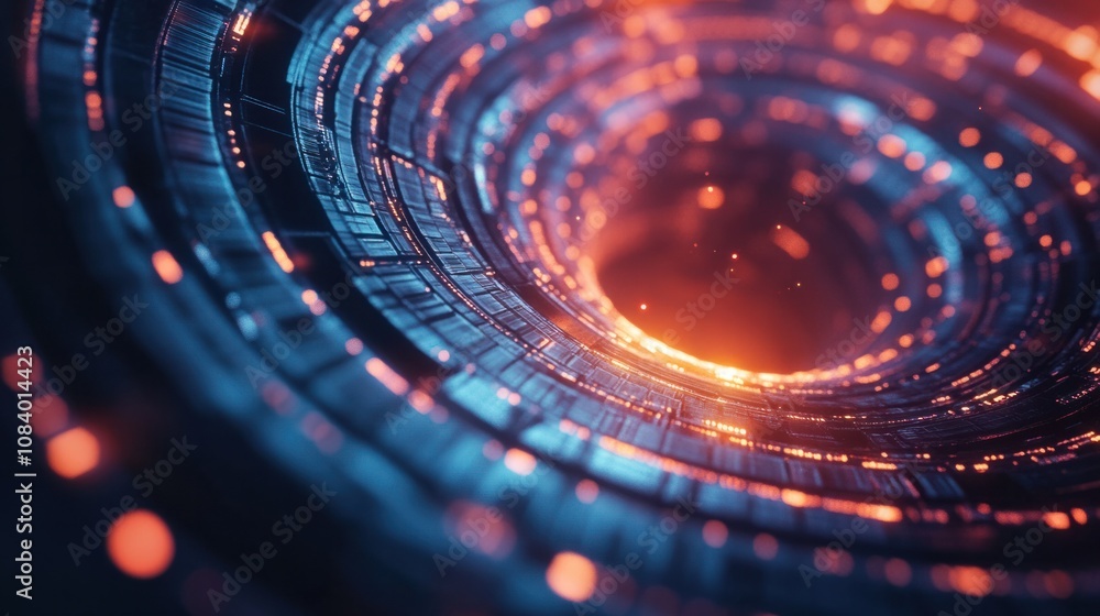 Aufkleber abstract metallic vortex in 3d, with shiny surfaces and gradients, creating a futuristic design