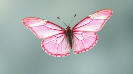 Pink butterfly with delicate wings on a crisp white background, flutter, wings