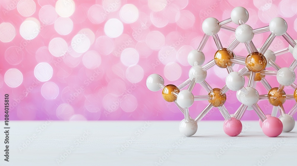 Poster molecular structure visualization laboratory scientific imagery abstract background close-up view ch