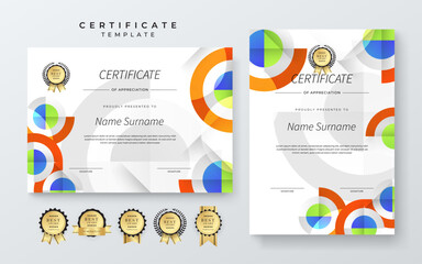 Modern Certificate Template with Colorful Abstract Design Illustration