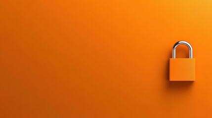 Naklejka premium Closeup of padlock on vibrant orange background, symbolizing security, protection and privacy