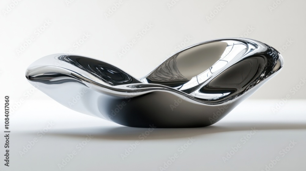 Aufkleber fluid metallic waves in chrome finish, creating a reflective and futuristic 3d design