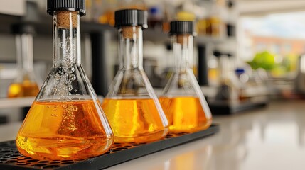 Experimenting with chemical solutions laboratory photography indoor close-up science concepts