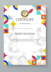 Colorful Certificate of Appreciation Design with Geometric Shapes