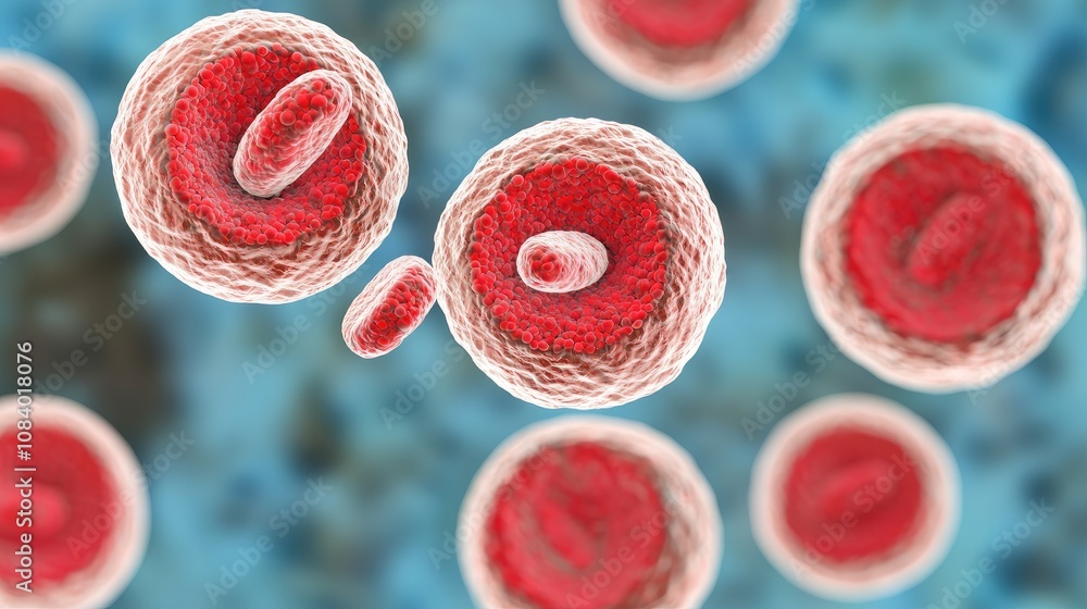 Poster cell division process microscopic view biological science laboratory environment close-up perspectiv